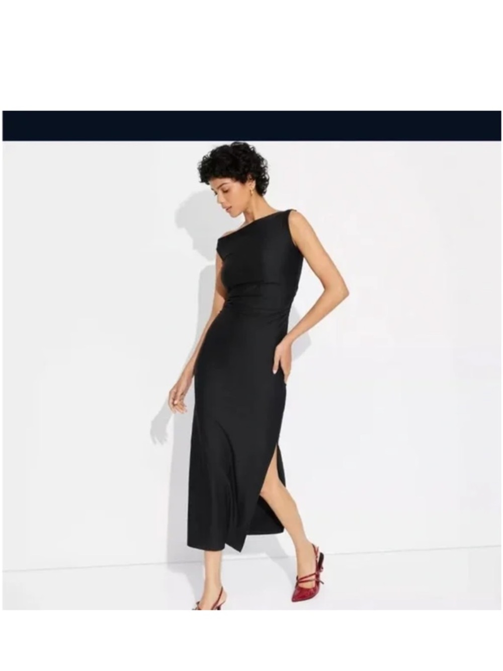 Wild Fable Black One-Shoulder Midi Dress Sz L